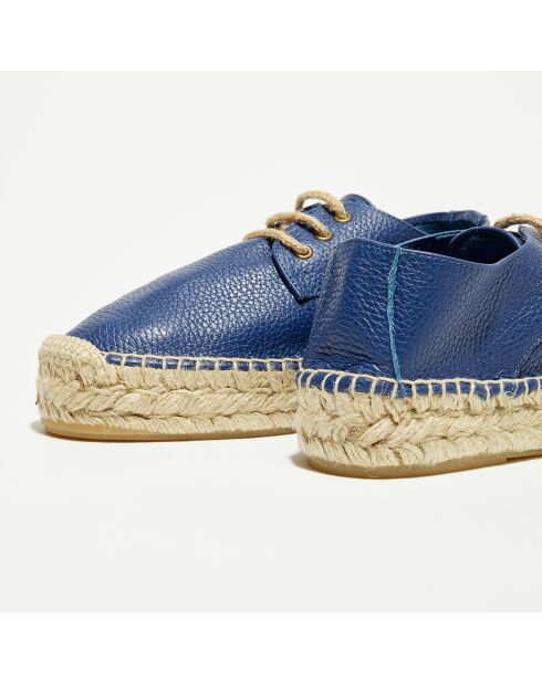 Espadrilles en Velours de Cuir Sable bleues