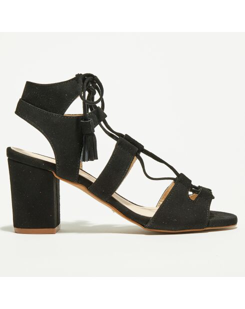 Sandales en Velours de Cuir Carilo noires - Talon 8 cm