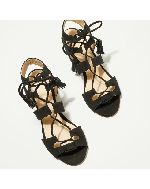 Sandales en Velours de Cuir Carilo noires - Talon 8 cm