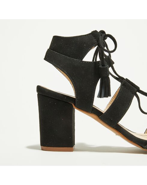 Sandales en Velours de Cuir Carilo noires - Talon 8 cm