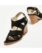 Sandales en Velours de Cuir Greta noires - Talon 8 cm