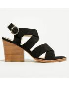 Sandales en Velours de Cuir Greta noires - Talon 8 cm