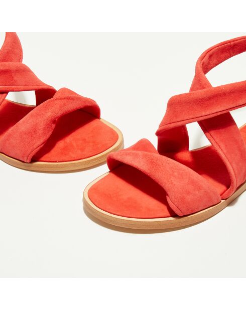 Sandalen Amore aus korallenrotem Samt