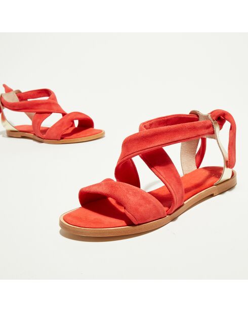 Sandalen Amore aus korallenrotem Samt