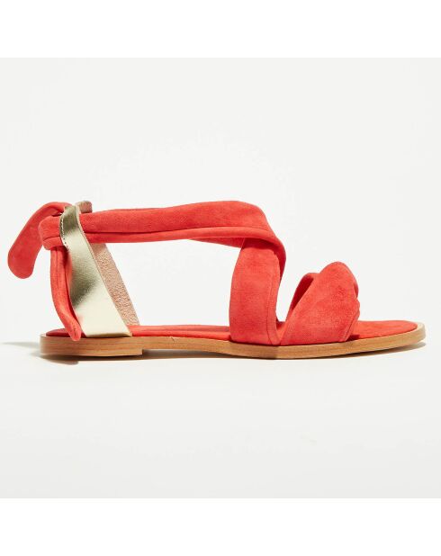 Sandalen Amore aus korallenrotem Samt