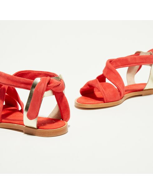 Sandalen Amore aus korallenrotem Samt