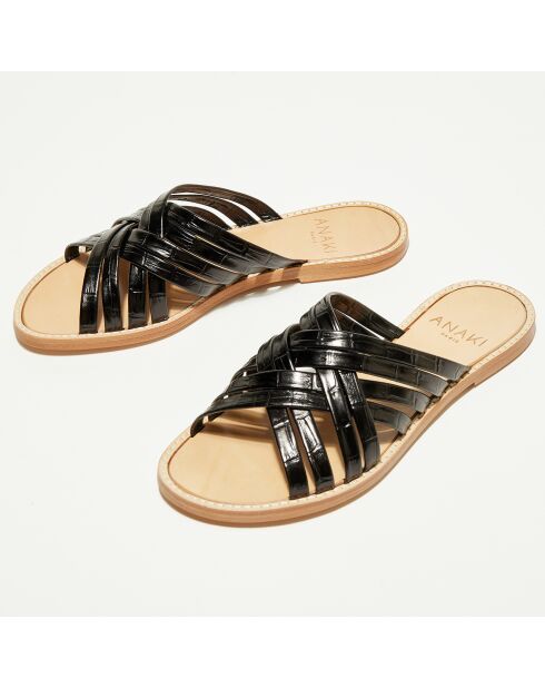 Sabot Aurélie Croco neri in pelle