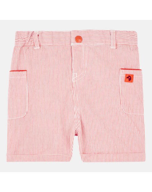 Short en Coton Jary rayé orange/blanc