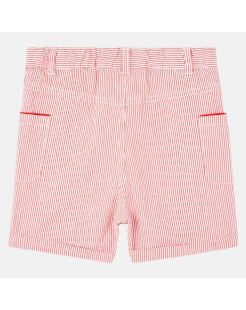 Short en Coton Jary rayé orange/blanc