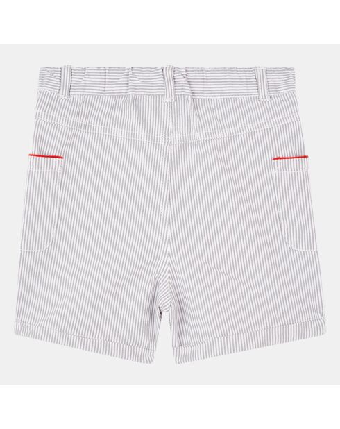 Short en Coton Jary rayé gris/blanc