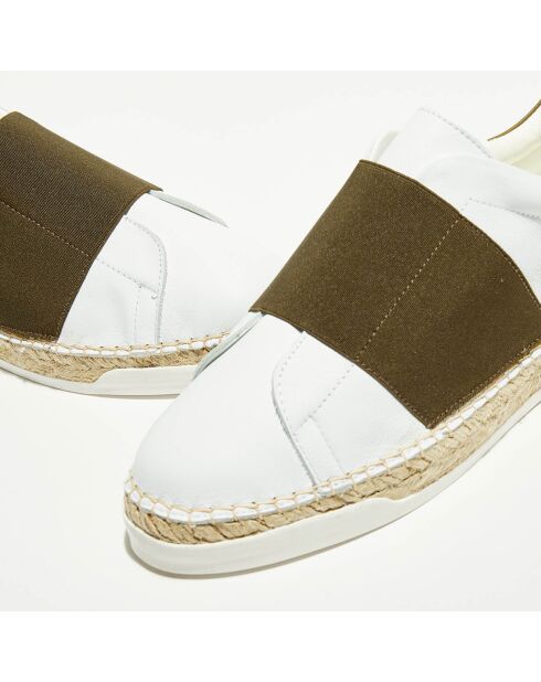 Baskets espadrilles en Cuir Lancry blanc/kaki foncé
