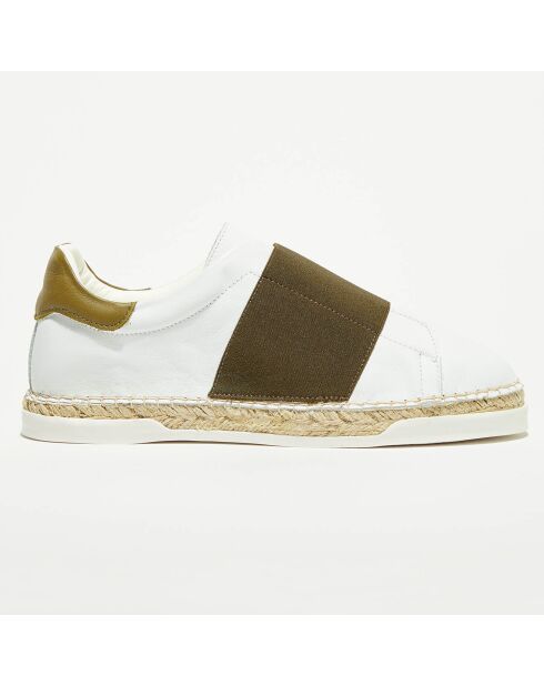 Baskets espadrilles en Cuir Lancry blanc/kaki foncé