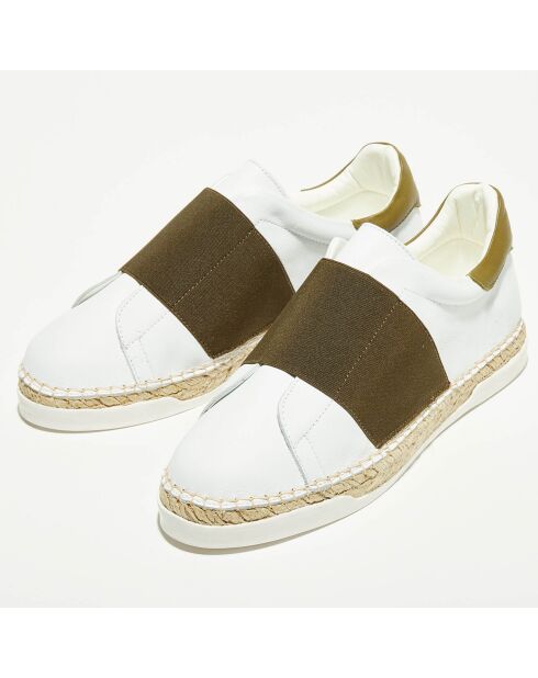 Baskets espadrilles en Cuir Lancry blanc/kaki foncé