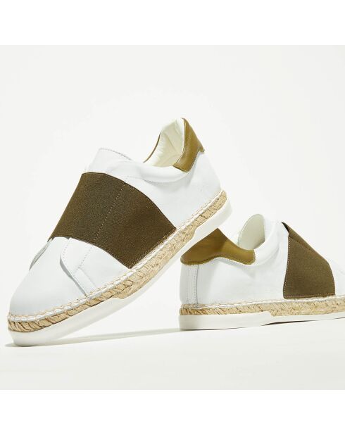 Baskets espadrilles en Cuir Lancry blanc/kaki foncé