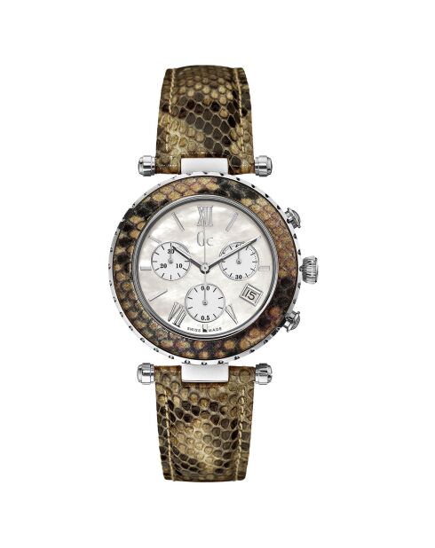 Montre Femme Diver Chic en Cuir beige/noir