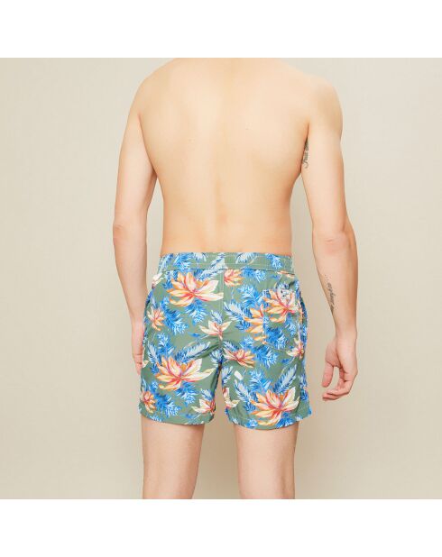 Pantalones cortos de baño Petite Poche con estampado de hibiscos caqui
