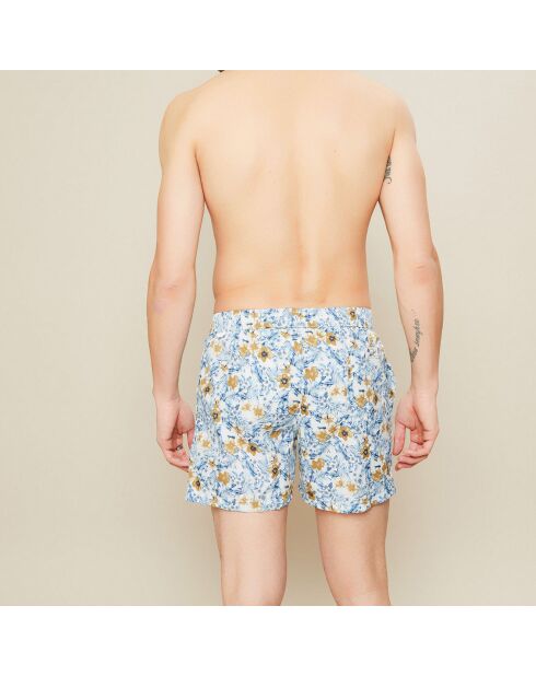 Tropical Flowers Small Pocket zwemshort met blauw/beige print