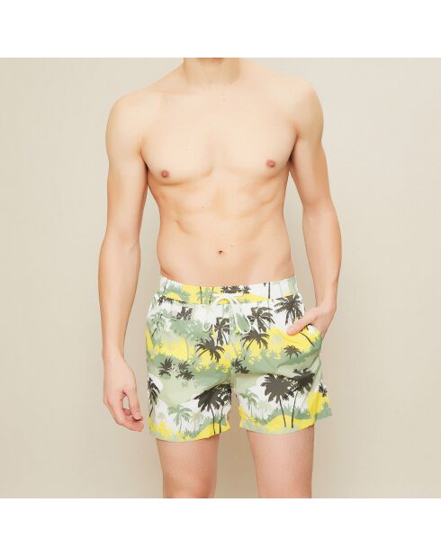 Petite Poche Palm Tree Badeshorts mit Army-Aufdruck/dunkelbraun/gelbem Aufdruck