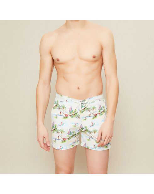 Kuta Aloha Badeshorts mit weißem und mehrfarbigem Druck
