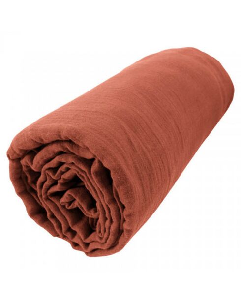Drap housse  Gaze de Coton Gaïa terracotta