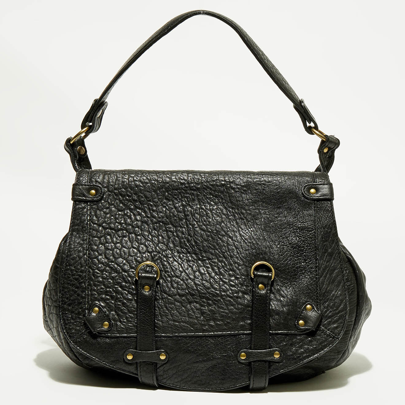 Sac porte epaule en Cuir d Agneau Jamily noir 36x28x9 cm Vente privee Abaco Paris BazarChic