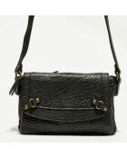 Sac bandoulière  en Cuir d'Agneau Joe noire - 20x12.5x3 cm