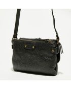 Sac bandoulière  en Cuir d'Agneau Joe noire - 20x12.5x3 cm