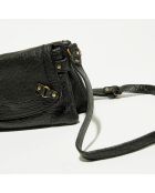 Sac bandoulière  en Cuir d'Agneau Joe noire - 20x12.5x3 cm