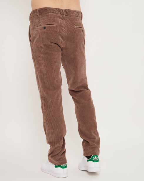Pantalon Chino ajusté en Velours côtelés beige