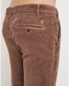 Pantalon Chino ajusté en Velours côtelés beige