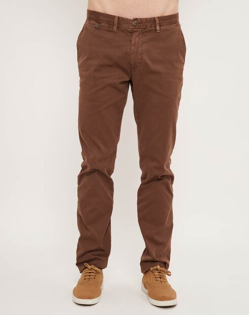Pantalones chinos ajustados de color topo
