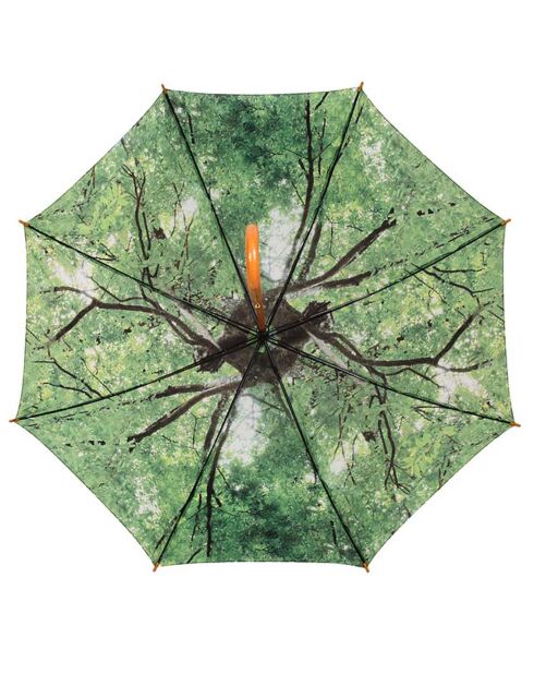 Paraguas grande y resistente con un bonito estampado de bosques verdes