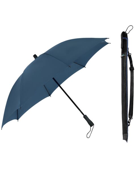 Parapluie droit de voyage avec bandoulière bleu
