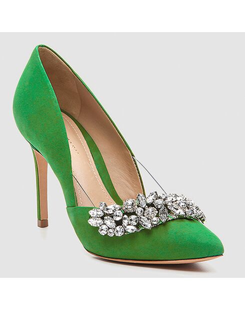 Escarpins en Velours de Cuir Adia verts - Talon 8 cm