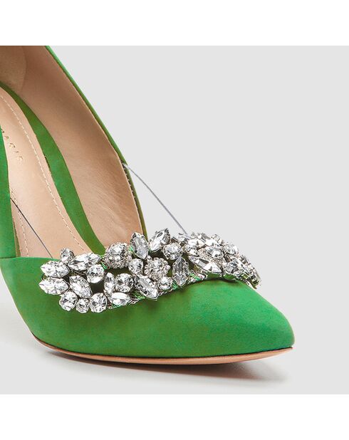 Escarpins en Velours de Cuir Adia verts - Talon 8 cm