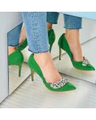 Escarpins en Velours de Cuir Adia verts - Talon 8 cm