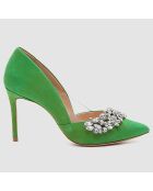 Escarpins en Velours de Cuir Adia verts - Talon 8 cm