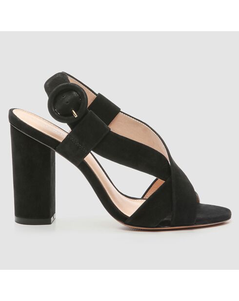 Sandales en Velours de Cuir Amepa noires - Talon 8 cm