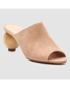 Mules en Velours de Cuir Annib nude - Talon 5 cm