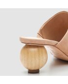 Mules en Velours de Cuir Annib nude - Talon 5 cm