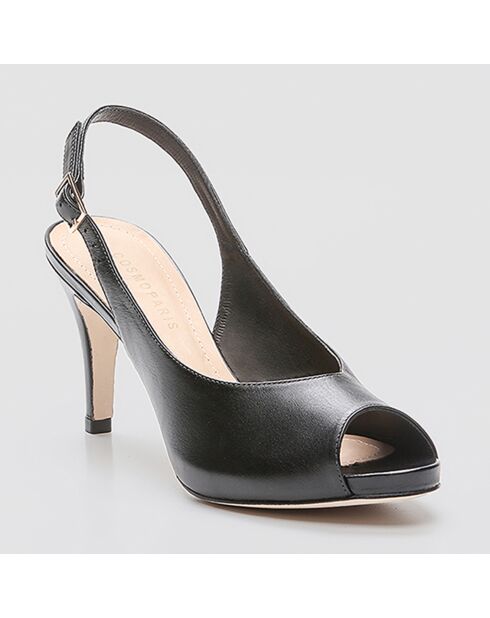 Slingbacks en Cuir Dami noirs - Talon 8 cm