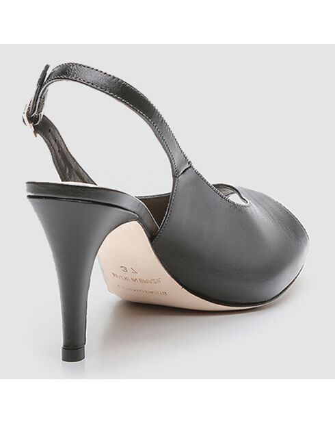 Slingbacks en Cuir Dami noirs - Talon 8 cm
