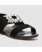 Sandales en Velours de Cuir Heidi noires