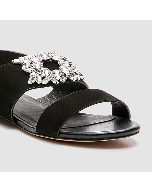 Sandales en Velours de Cuir Heidi noires