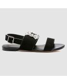 Sandales en Velours de Cuir Heidi noires