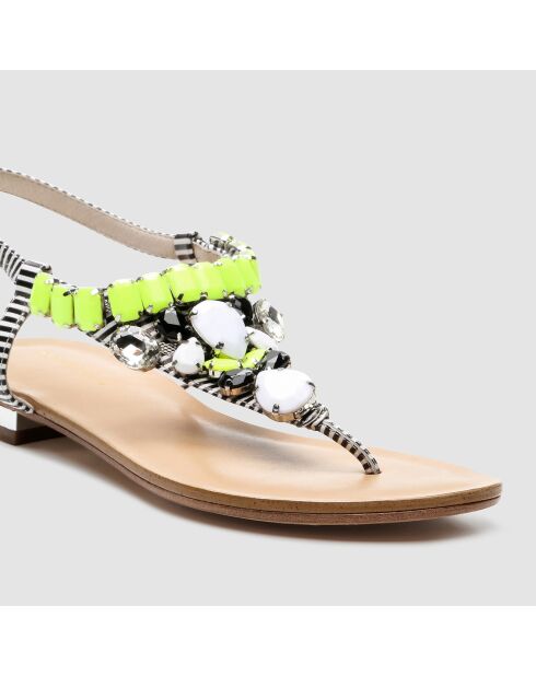 Schwarz/gelbe Hania Ledersandalen