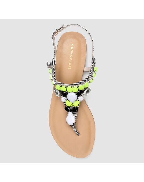 Schwarz/gelbe Hania Ledersandalen