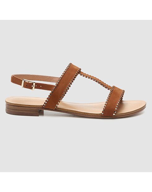 Hiane cognac fluwelen leren sandalen