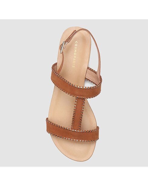 Hiane cognac fluwelen leren sandalen