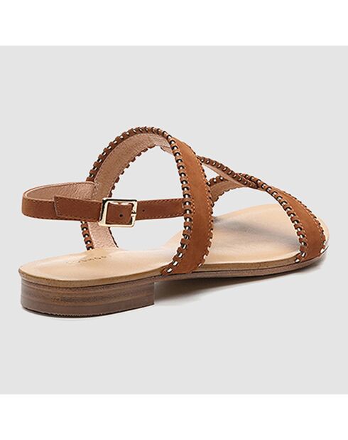 Hiane cognac fluwelen leren sandalen